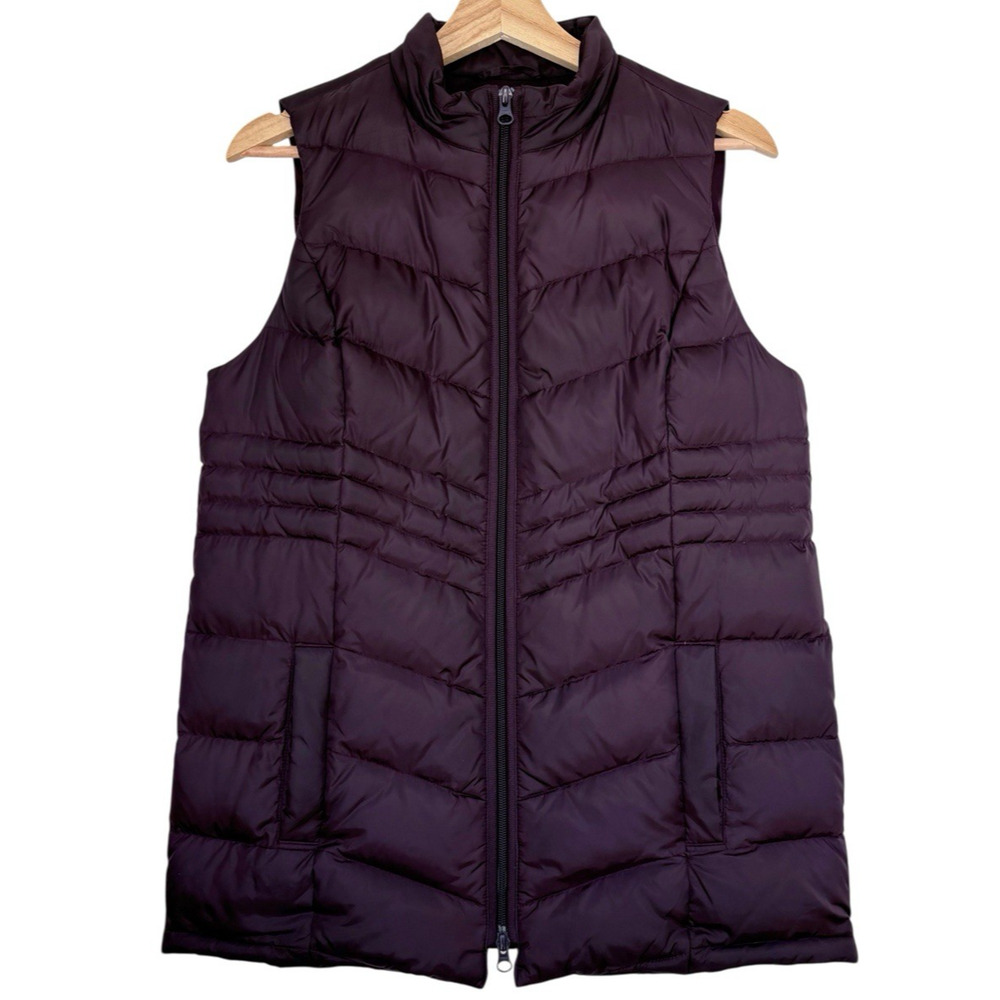 J Jill Down Puffer Vest Plum Purple Quilted Zip Front Lightweight Small Petite